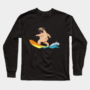 Cool pug is surfing Long Sleeve T-Shirt